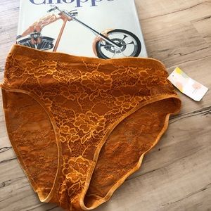 Shimera orange lace and velvet panties high waist